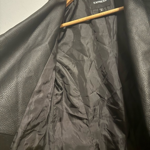 Express Black Wool Leather Panel Jacket - Picture 4 of 5